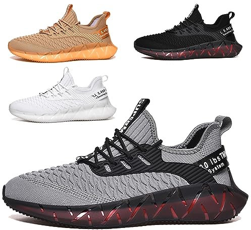 Scarpe Running Uomo Ginnastica Sneaker Donna Leggere Traspirante Outdoor Sportive Calzature da Corsa Pallavolo Tennis Nero Verde Bianco Rosa Giallo Grau Orange Viola Rosso Marrone G156 Gray 40EU