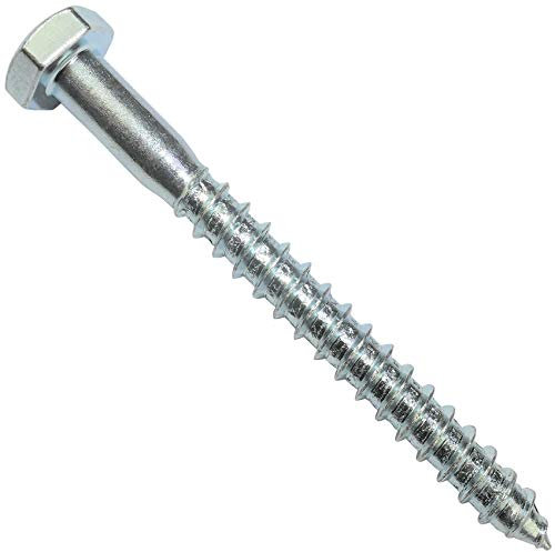 AERZETIX - C44561 - Lot de 50 - Tirefonds/vis à bois M6x60mm - à tête hexagonale 6 pans - DIN571 - en acier-zingué - assemblage fixation charpente ossature contreplaqués agglomérés
