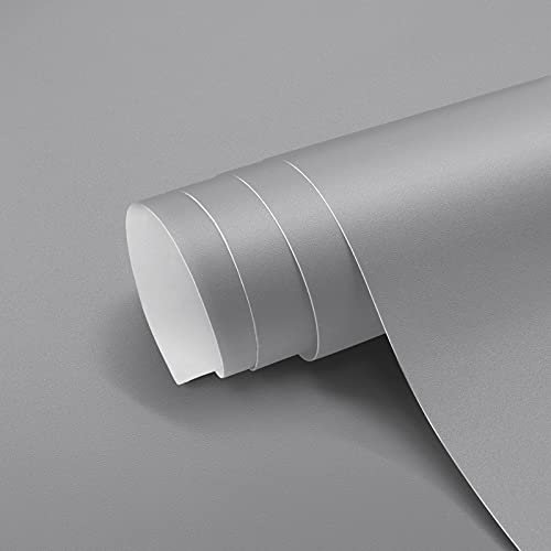 Papel Pintado Adhesivo Gris Vinilos para Muebles Antifouling y Resistete a Humedad y Mancha de Grasa, Papel Adhesivo para Pared 40 x 300 cm