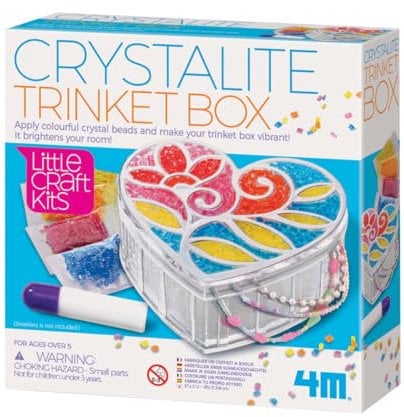 4M Crystalite Schmuckkästchen von Little Craft Kits, erstellen Sie Ihre ganz eigene herzförmige Schmuckschatulle mit bunten Kristallperlen, ab 5 Jahren
