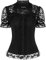 Damen Mittelalter Spitzenshirt Stehkragen Slim T-Shirt Kurzarm Oberteile Schwarz S