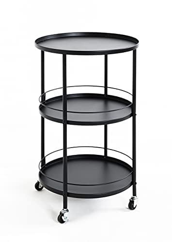 HAKU Möbel Servierwagen schwarz, Metall - Maße: H 75 cm x Ø 45 cm, Style: Modern