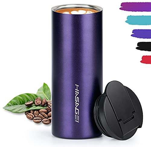 HASAGEI Insulated Travel Mug, Reusable Vacuum Stainless Steel Bottle for Hot and Cold Drinks - Leakproof Lid, 350ML (Nevy Blue)