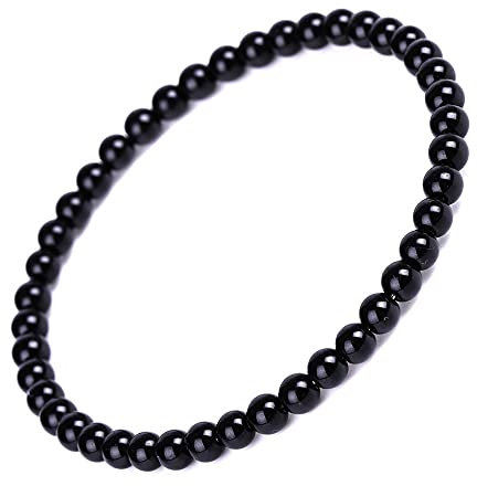 4 mm Obsidian-Kristall-Armband für Damen, Kinder, Teenager, Feng Shui, schwarzes Reichtum-Armband, Reiki-Armband, Schmuck, Kristall Stein
