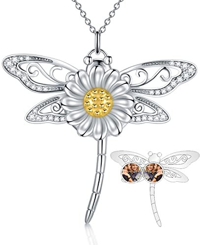 SLIACETE Libelle Halskette Medaillon, das Bild hält Personalisierte Foto Medaillon Anhänger für maßgeschneiderte Menschen Haustier Hund Katze Bild