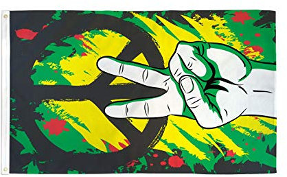 AZ FLAG Bandiera Pace Graffiti 90x60cm - Bandiera della Pace 60 x 90 cm