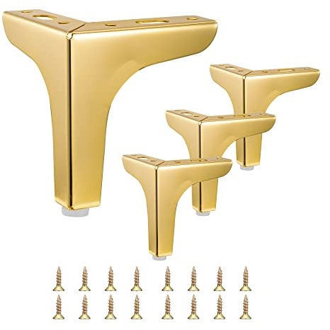 ACBungji Möbelfüße Gold 10cm Metall Möbelfüsse belastbar bis 400 KG Möbelbeine Tischbeine DIY Möbel Füße mit Schrauben für Tische Schränke Sofas Betten Regale, 4 Stücke