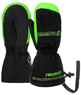 Reusch Maxi R-TEX XT Mitten warme, wasserdichte und atmungsaktive Fausthandschuhe Winterhandschuhe Fäustlinge Kinder Babys Kleinkinder Mädchen und Jungen, schwarz-grün, IV (ca. 4-5 Jahre)