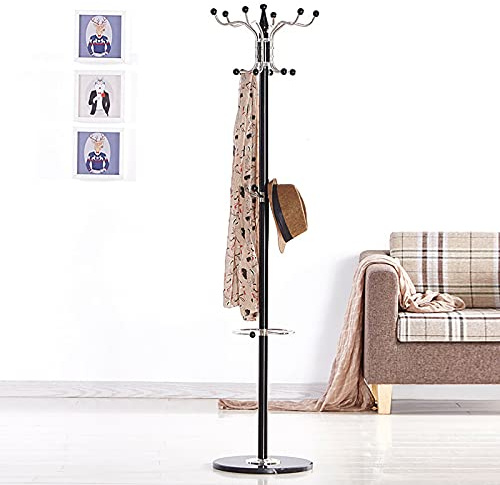 Porte-manteaux avec porte-parapluie - 16 crochets - 170 cm - Arbre sur pied - Pour chapeau, veste - Organisateur de rangement