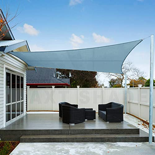 AXT SHADE Vela Ombreggiante Impermeabile Rettangolare 3x4m Tenda a Vela Parasole e Protezione Raggi UV per Esterno Terrazza Giardino-Grigio Blu