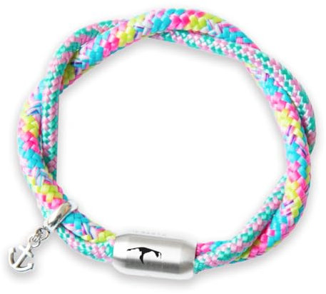 Paris Montana Das Original Anker-Boho Segeltau-Armband, Zweireihig Geflochten, Unisex, Gravur, Anhänger, Magnetverschluss, Durchmesser 8mm Ø (23.0 Zentimeter)