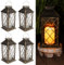 LUMILED 4x Solarlaterne für Außen Solar Laternen Draußen LED Glas Laterne Solarleuchte mit Kerze Flacker Effekt Kerze IP44 Vintage Patina Hängend Dekorative Licht Außenleuchte Gartenleuchte