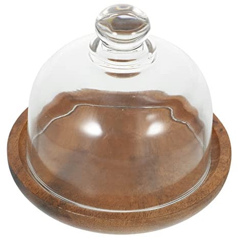 UPKOCH 1 Set Dessert Wooden Tray Cake Dome Salad Bowl with Lid Cake Stands Clear Transparent Dessert Cake Stand Display Dome Cheese Dome Cake Stand with Lid Ceramic Glass Plant with Cover