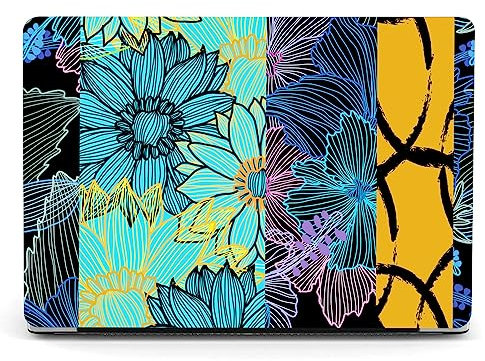 Berkin Arts Compatible con MacBook Pro 14 Pulgadas M4 M3 M2 M1 Pro/MAX A3112 A3185 A3401 A2918 A2992 A2779 A2442 con Cubierta de Teclado & Protector de Pantalla Arte Abstracto geométrico Neón Floral