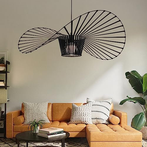Glitzerlife Hängelampe Schwarz Pendelleuchte E27 - Hängeleuchte Vintage 100CM Pendellampe Esszimmer Retro Kronleuchter Esstischlampe Küche Wohnzimmer Ohne Leuchtmittel