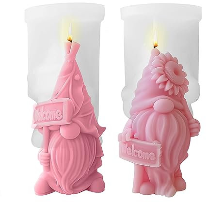 Kerzengießformen 3D Weihnachten Wichtel Silikonform Zwerg Kerze Formen, Weihnachtszwerg Kerzenformen zum Gießen, Silikon Gießform für DIY Handwerk Seife Süßigkeiten Kerze Ornament (1)