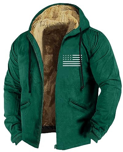 KONG JIMFAN Jacken Herren Oversized Sweatjacke Royal Class Hemd Herren Jacke Skijacke Herren Regenjacke Fahrrad Herren Herren Jacken Leder Bomberjacke Baumwollhemd Vintage Winterjacke(Dark Green,4XL)