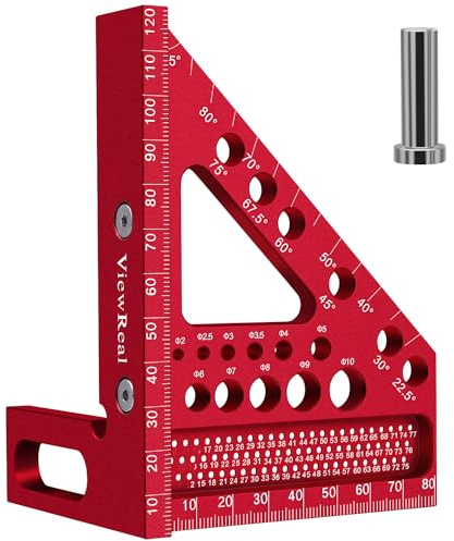 3D geringsvinkel multifunktionell 22,5–90 vinkelmått aluminiumlegering högprecision layout mätverktyg riva verktyg träbearbetning mätverktyg för snickare, ingenjör röd
