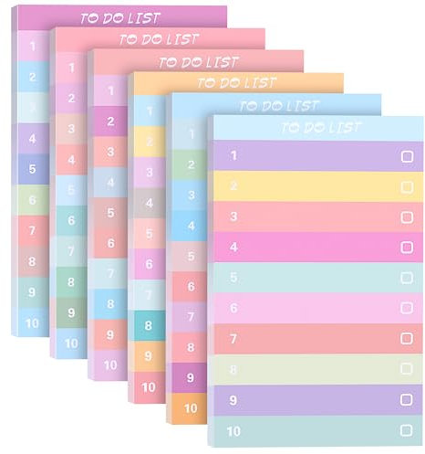 Newellsail To-Do-Listenblock Selbstklebendes To Do Listen Planer Abreißbar Haftnotizen Lebensmittel-Checkliste Tragbarer Tagesplaner für Büro, Schule, Zuhause 6 Packungen