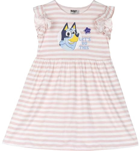 Vestito per bambini Bluey - Rosa e bianco - Taglia 5 anni - Vestito per bambina - Realizzato in 100% cotone 145 g/m2 - Stampa Bluey - Prodotto originale disegnato in Spagna