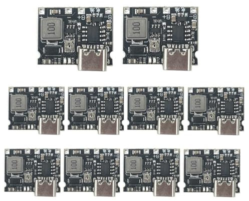 Gotoger 10 Lithium Li-Ion 18650 3.7V 4.2V Battery Charger Board Type-C 2A Battery Fast Charge Module DC-DC Step Up Boost Module Spare Parts Accessories