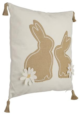 EGLO LIVING Osterkissen Chevery, Deko Kissen Frühling und Ostern, Couch Dekokissen Osterhase, Kissenbezug mit Inlett aus Polyester, Osterdeko in weiß und braun, 45x45 cm