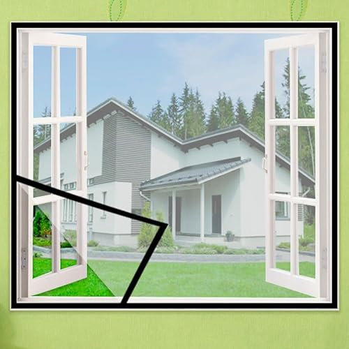 85 x 185 cm, Fliegengitter Fenster, Nylon, DIY-Fenster Insektenschutz, Fliegennetz, Insektenschutz, Pollenschutz, Mückenfenster