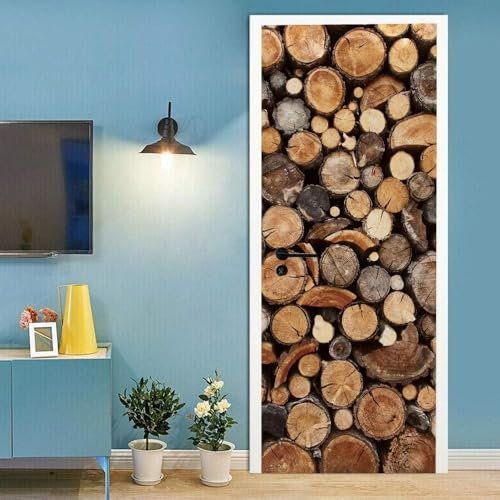 Türtapete Selbstklebend 77x200 Holz Türaufkleber 3D Türposter Landhaus Fototapete Türfolie Türklebefolie Wasserdichte für Türwand Dekoration Tapete 6665m