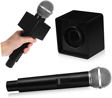 CIYODO Simulate Microphone Toy with Square Base Lightweight Handheld Prop for Boy Girl Stage Performances and Outdoor Parties Realistic Design for Fun Karaoke and Cosplay Events