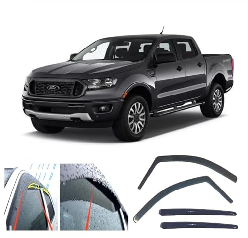 AC WOW 4x Windabweiser für Ford Ranger Double Cab (T6) 2011 2012 2013 2014 2015 2016 2017 2018 2019 2020 2021 2022