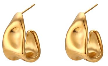 HSAJS Gewellte Creolen Ohrringe Geometrisch Hohl Steckohrringe Edelstahl Schmuck Damen Jugendlich Elegant Minimalistisch