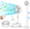 Oscilante Ventilador de Pie Portatil Silencioso con Mando, 9'' Plegable Suelo/Mesa Habitacion Bajo Consumo Ventiladores 4 Modos/Timer, 7200mAh USB Recargable Pedestal Fan para Dormitorio Oficina