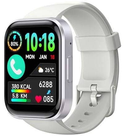 OUKITEL BT103 Smartwatch Uomo Donna, 1.91 Orologio Smart Watch con Effettua/Risposta Chiamate Vocale, 100+ Modalità Sportive con Contapassi/Sonno/Cardiofrequenzimetro, Fitness Tracker per iOS Android