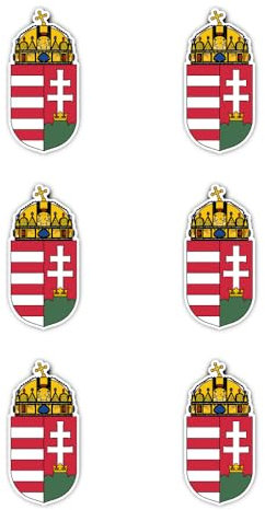 Aufkleber: 50 mm, 6 Stück - Wappen - Ungarn - HU - für Auto, Laptop und mehr