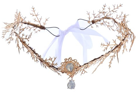 Brikuinr Womens Flower Crown Floral Wreath Headband Hair Wreath Flower Halo Headpiece with Rhinestone Wedding Party Cosplay