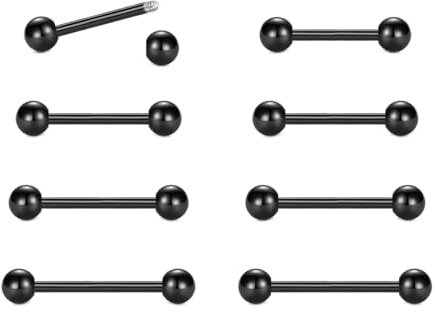 WillTen 14G Zunge und Nippel Bar Piercing Set - Chirurgenstahl Schmuck in Silber und Gold für Frauen, 10 Stück