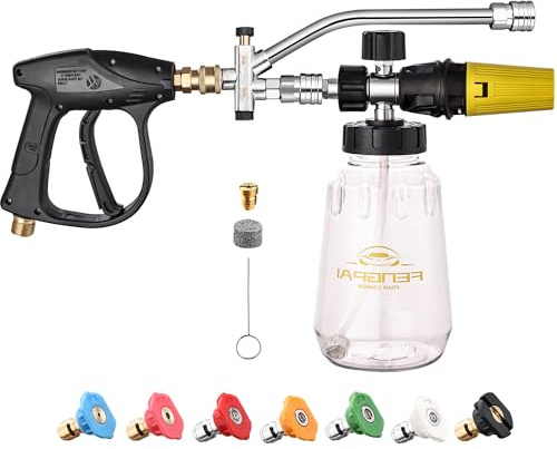 FENG PAI Hochdruckreiniger Schaumpistole Kit mit Dual Connector Zubehör, Autowäsche Schaumpistole für Autowäsche und Reinigung, Quick Connect