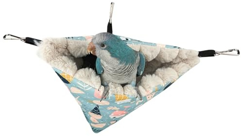 DONGKER Winter Warm Bird Nest House,Plush Hanging Triangle Bird Shed Hut for Parrot,Macaw, Cockatiels, Budgies, Parakeets, Lovebirds,Conures, Quaker Parrot