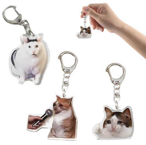 TEOZBLU 3 Stück Witziger Katzen Schlüsselanhänger, Geschenke für Katzenliebhaber, süße geschenke, cute cat, matching keychain, Rucksack Schlüsselanhänger