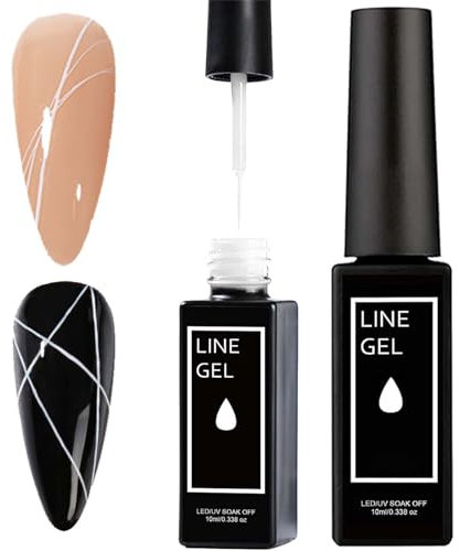 10ml White Gel Nail Polish Liner with Thin French Tip Brush - Ideal for Nail Art, Soak Off, and Swirl Nails. Compatible with UV/LED - Suitable for home DIY or nail salon