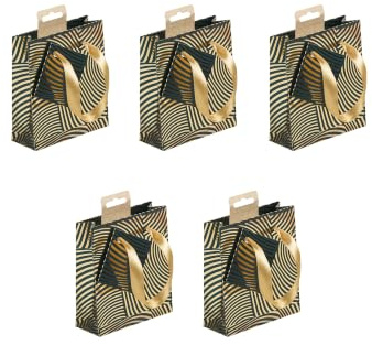 Clairefontaine 212914Cpack - Packung mit 5 Geschenktaschen Premium, Format S 12x4,5x13,5 cm, 170g, Geo Gold Grün, 1 Pack
