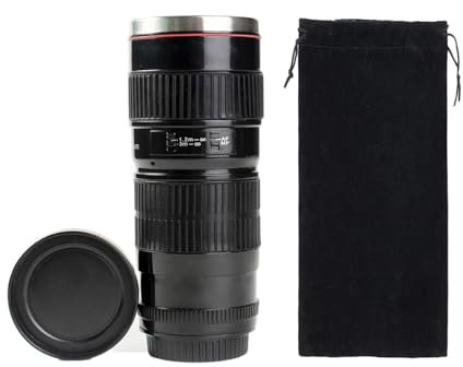 Kaffeebecher mit Kameraobjektiv, 430 ml, Reise-Kaffeetasse, Edelstahl-Linsenbecher, einzigartiger Fotografen-Kameratasse für Valentinstag, Geburtstag, Jahrestag, Vatertag