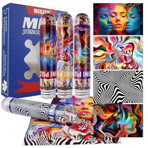 MISITU 4er-Pack mit 150-teiligen Mini-Puzzles für Erwachsene, kleine knifflige Abstraktes Muster Puzzle