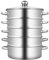 LANNADD Dampfgarer, 5 Etagen Kochtopf Set Steamery 26cm mit Robusten Griffen, Dampfkocher Dampfkochtopf mit 4 Dämpfroste und 1 Glas-Deckel für Induktionskochfeld, Cerankochfeld Silber