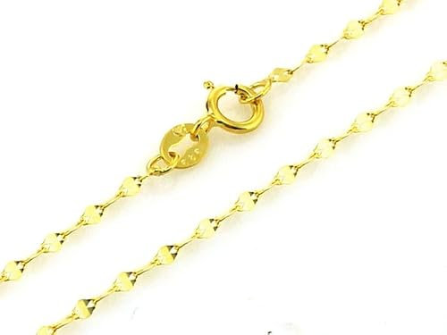 Sapphir Gold Forzatina-Kette Damen Echt Gold 1,3 mm Diamantiert aus 585 Gelbgold - Goldkette mit Stempel - Halskette mit Federring 40cm lange - inkl Zwei Luxusgeschenke