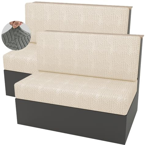 Tedkoo Jacquard RV-Sitzbezüge Möbelschutz, Dehnbare, waschbare Ersatz-Sofabezüge für die Sitzbank im Wohnmobil, 2 Rückenlehnenbezüge und 2 Bankbezüge(beige)