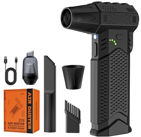 Cosyall Compressed Air Duster, 2 in 1 130000RPM Electric Air Duster with LED Lighting, Stepless Speed Control Speed PC Cleaner Air Blower for Computer, Keyboard, Sofas, Car, Office Equipment, Outdoor