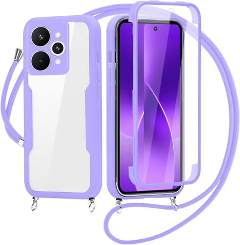 Cover per iPhone 11 Pro Max con Cordino, 360 Gradi Antiurto Custodia con Protezione Schermo Integrata Trasparente Rugged TPU Bumper Doppia Protettiva Cover per iPhone 11 Pro Max -Viola