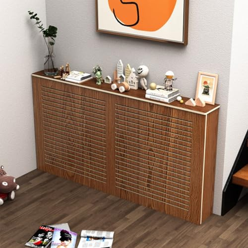 Wooden Cast Iron Radiator Cover Cabinet, Universal Radiator Covers for Home, Openwork Design with Shelves, Easy Installation Brown 70 * 70 * 20cm
