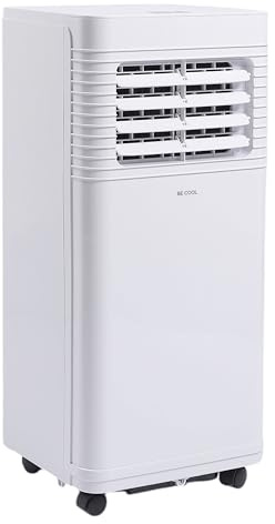 BE COOL Mobiles Klimagerät 7000 BTU mit WLAN, 3in1 Klimaanlage zum Kühlen, Entfeuchten & Lüften, für Räume bis 24 m², Fernbedienung, Timer, Schlafmodus, Energieklasse A, Weiß